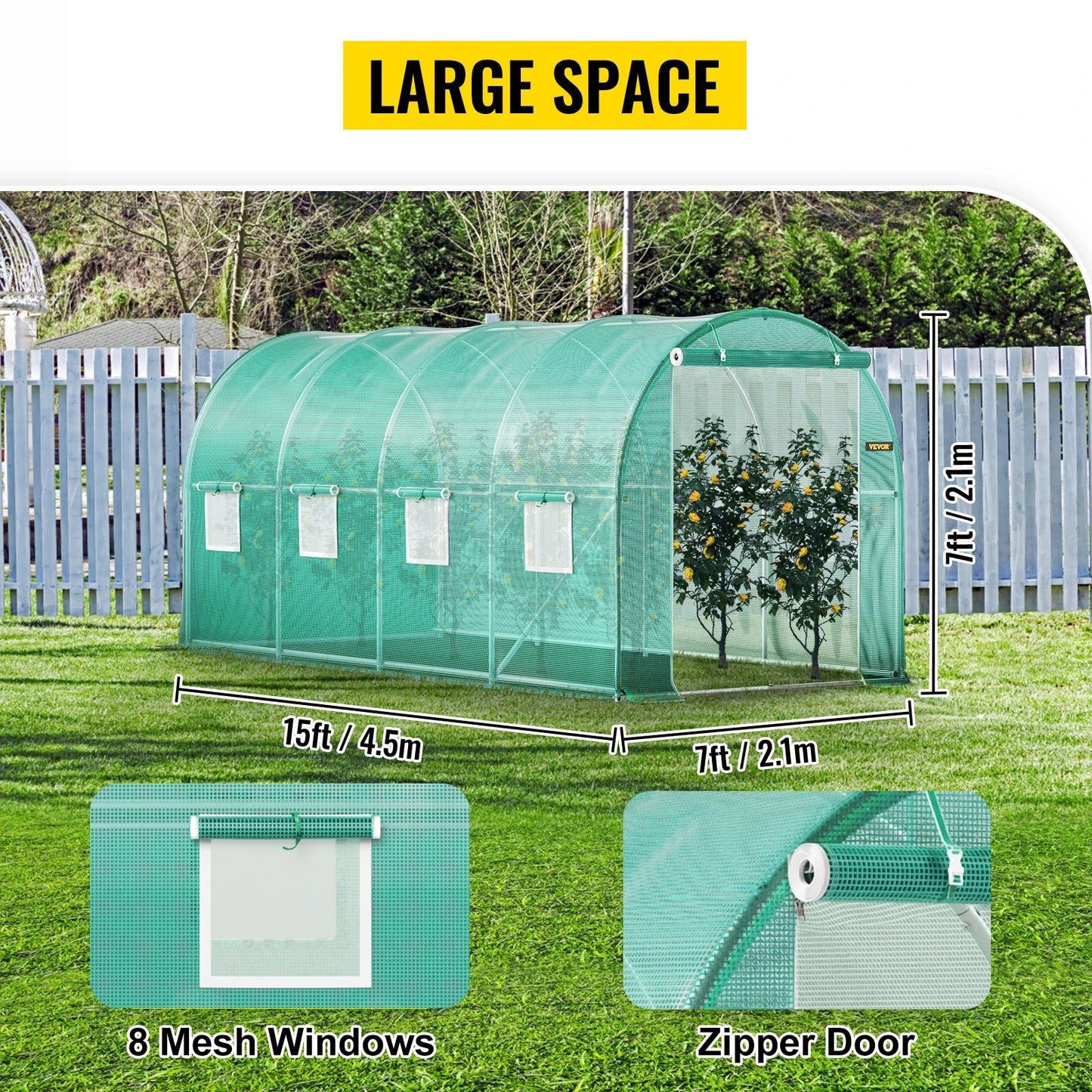 VEVOR Walk-In Tunnel Greenhouse Gardeners Galvanized Frame