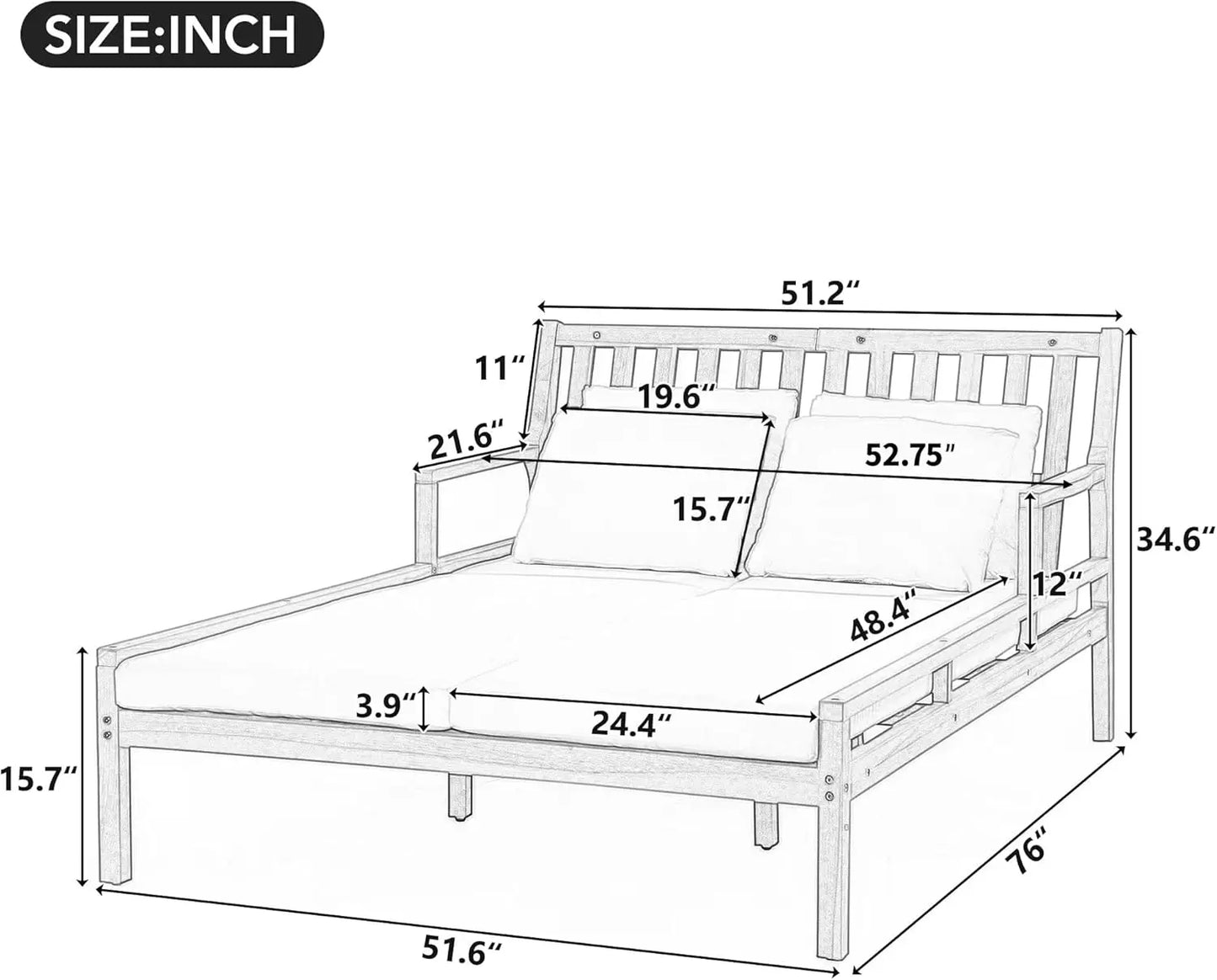 Filling Outdoor Daybed With Pillows Curved Armrests