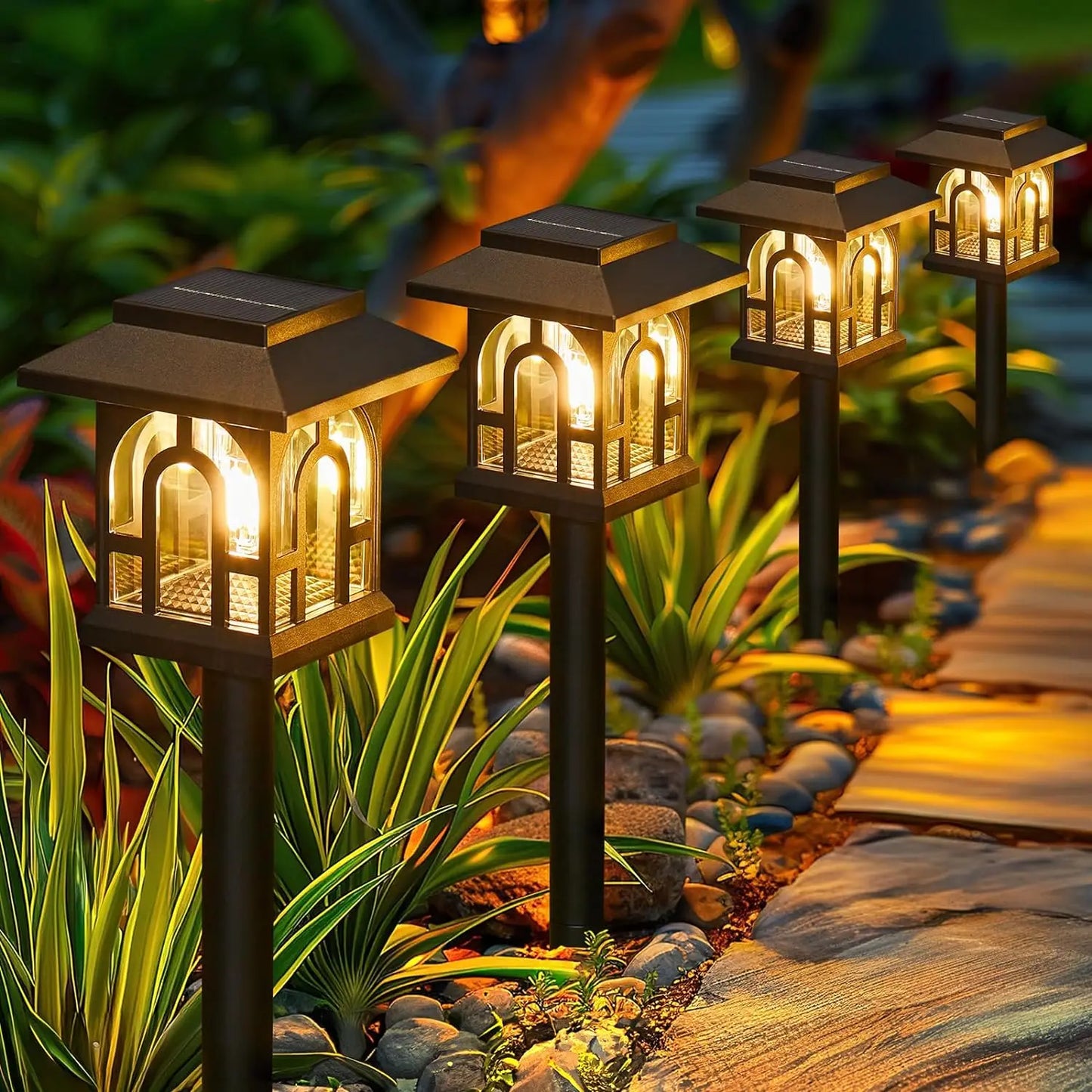 Solar Pathway Lights Outdoor Auto On Off for Yard Patio