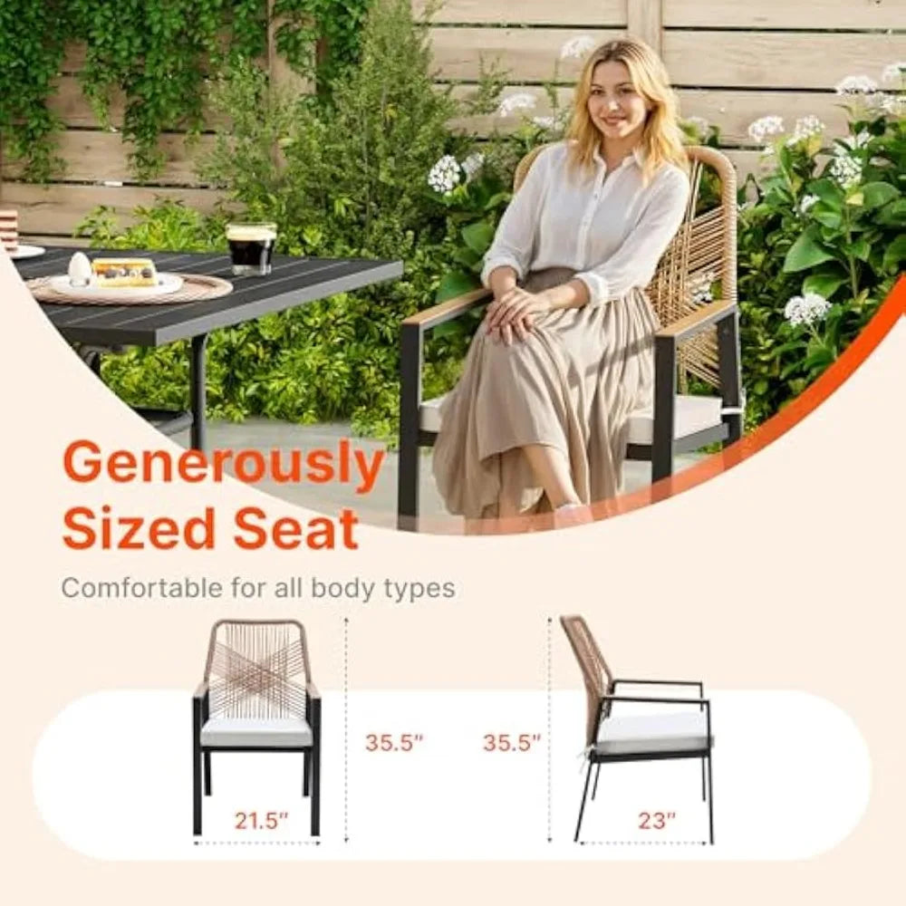 Angduo Outdoor Patio Dining Set 5 Piece Rattan Cushioned