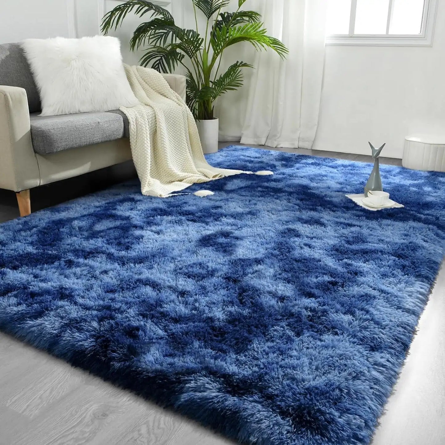 LOCHAS Tie Dye Plush Velvet Rug For Living Room Decor