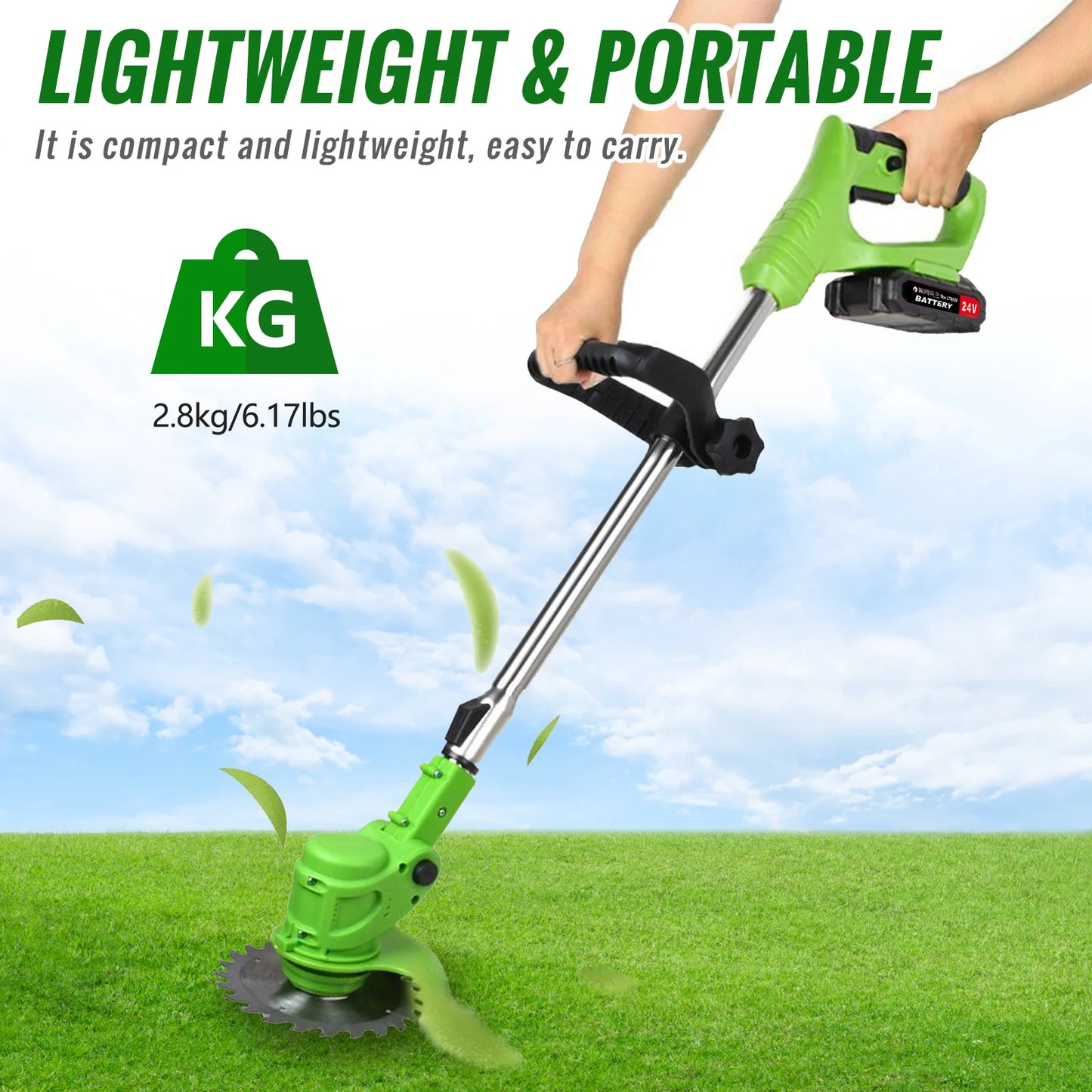 Cordless Weed Trimmer 2-In-1 Electric Brush Cutter For Yard