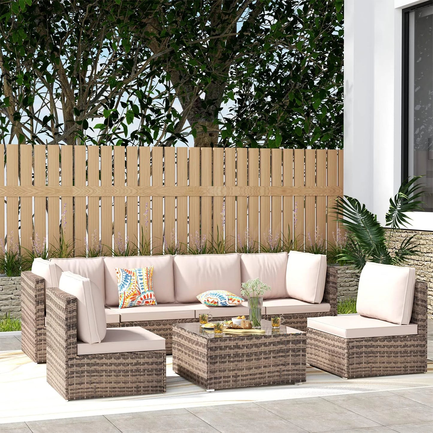 Naga Bahna Outdoor Patio Furniture 7 Piece Sectional Set