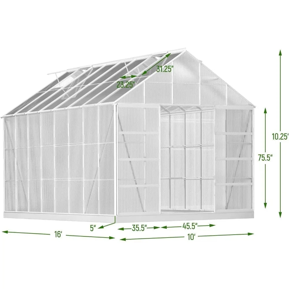 Cover Aluminum Polycarbonate Greenhouse With Roof Vent