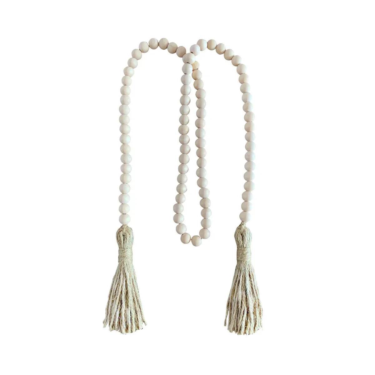 Nordic Farmhouse Decor Wood Bead Tassel Linen Rope Wall Art