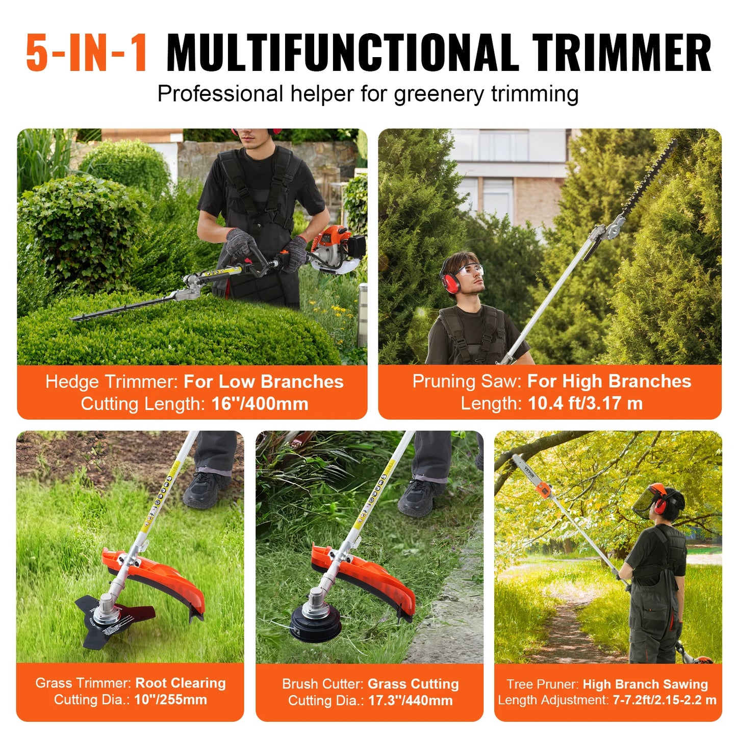 SucceBuy 26cc 5in1 Gas Hedge Trimmer Edger Pole Saw DIY