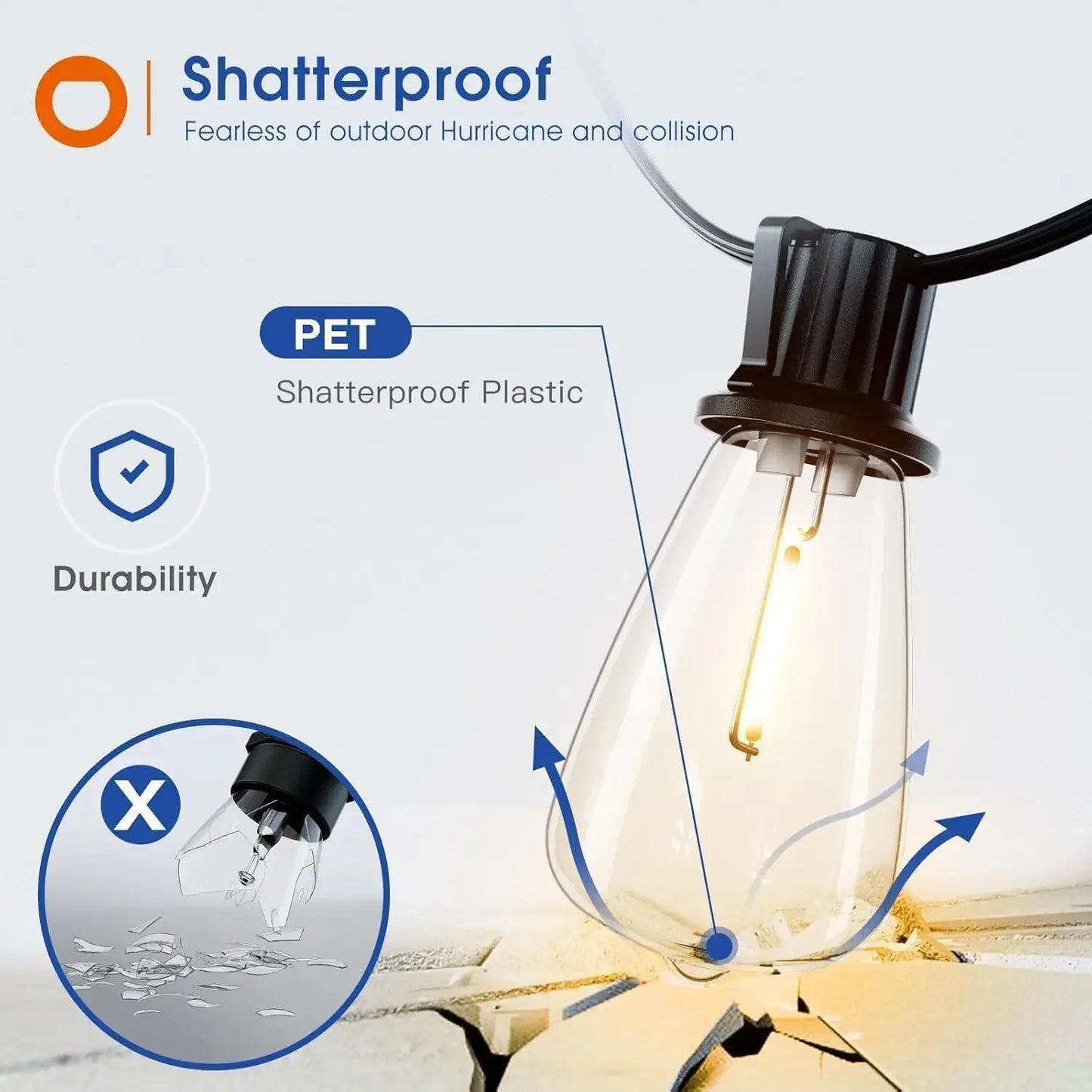 MIMIRG LED Outdoor String Lights Waterproof Dimmable Patio
