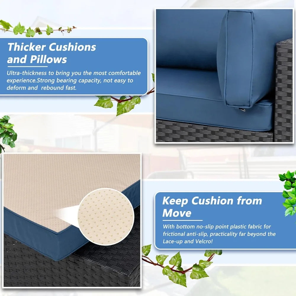 Folded 7 Piece Patio Sectional Sofa Set With Cushions