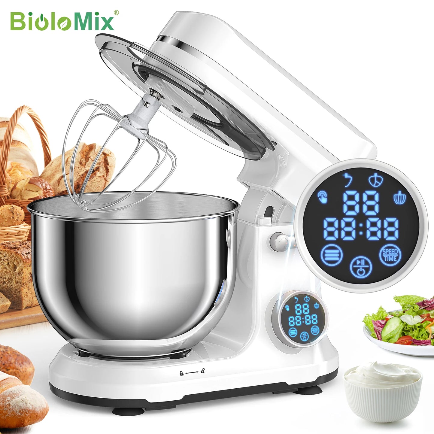 BioloMix Stand Mixer 1200W 11 Speed Digital OLED Home Cooks