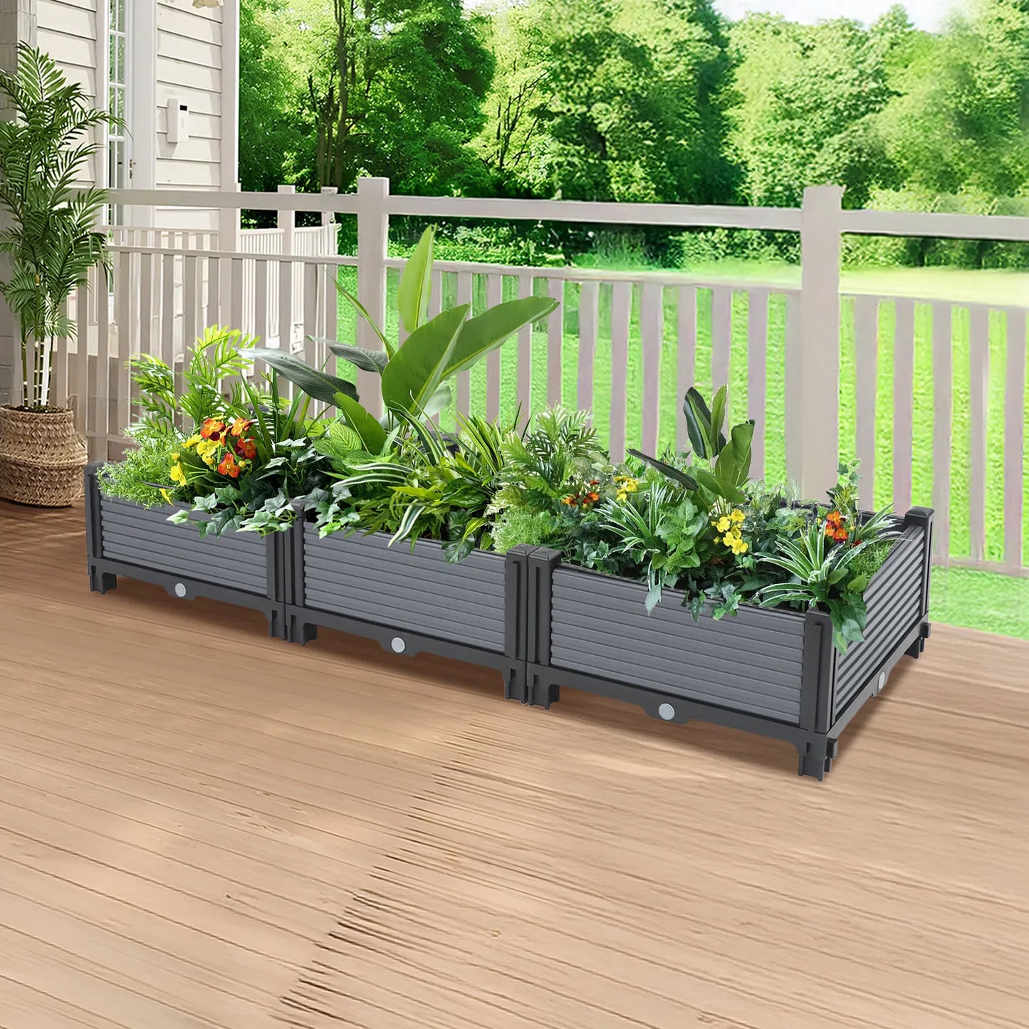 Plastic Planter Box Raised Garden Bed With Reinforced Rods