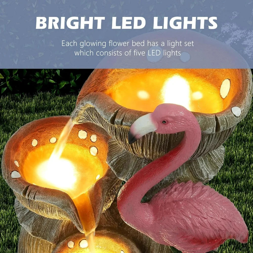 USSerenaY Flamingo Five Tier Outdoor Water Feature With LED