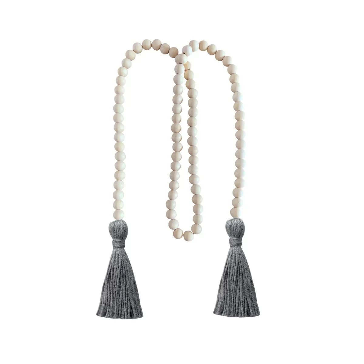 Nordic Farmhouse Decor Wood Bead Tassel Linen Rope Wall Art