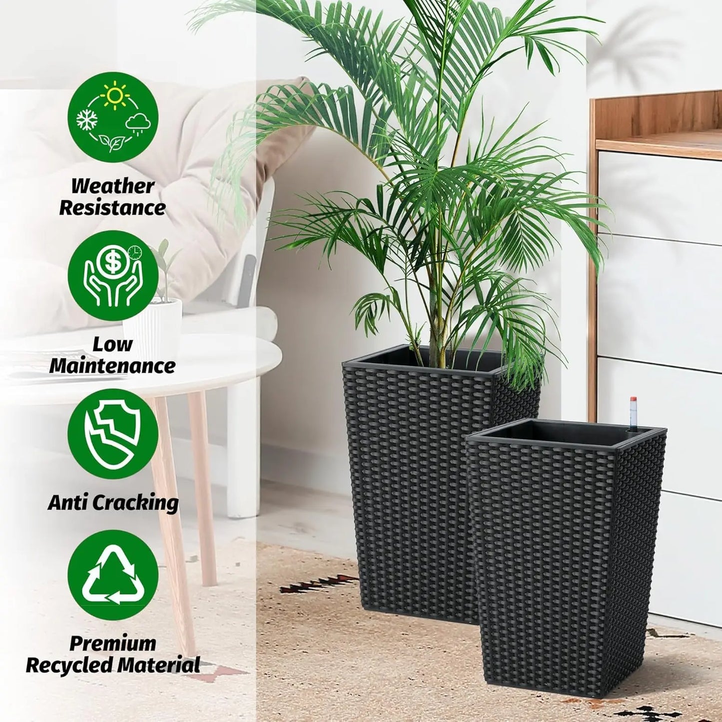 Twister CK Outdoor Planters 16 Inch 2 Pack Water Gauge Tray