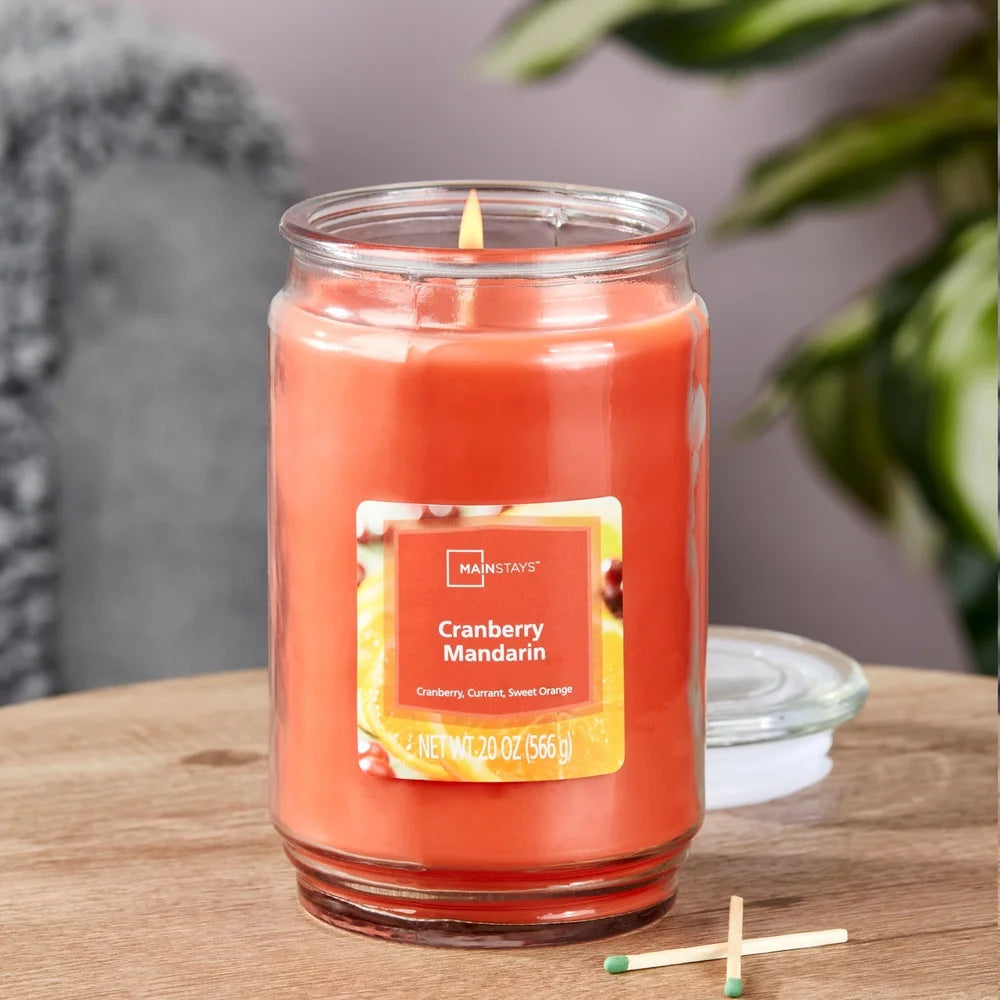 XMSJ Cranberry Mandarin Scented Glass Jar Candle Gift