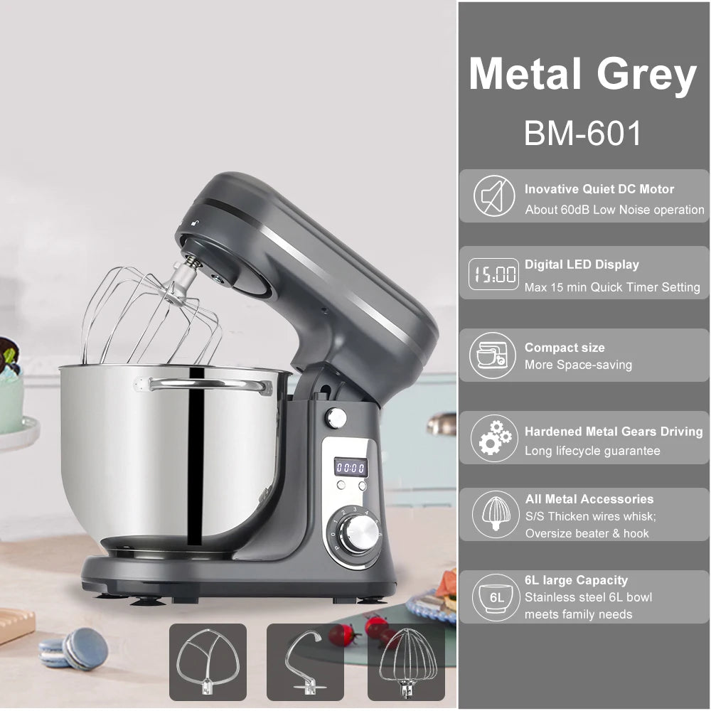 Biolomix Stand Mixer 6 Speed 1200W Quiet for Home Cooks