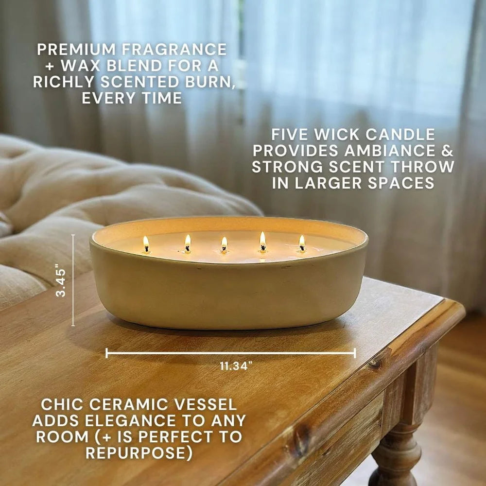 XMSJ Scented 5 Wick Candle In Ceramic Jar Citrus Fragrance