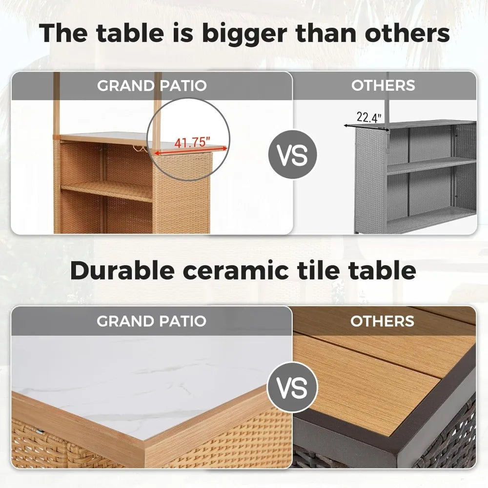 Patio Tiki Bar Set MKDKH With Ceramic Top And Canopy