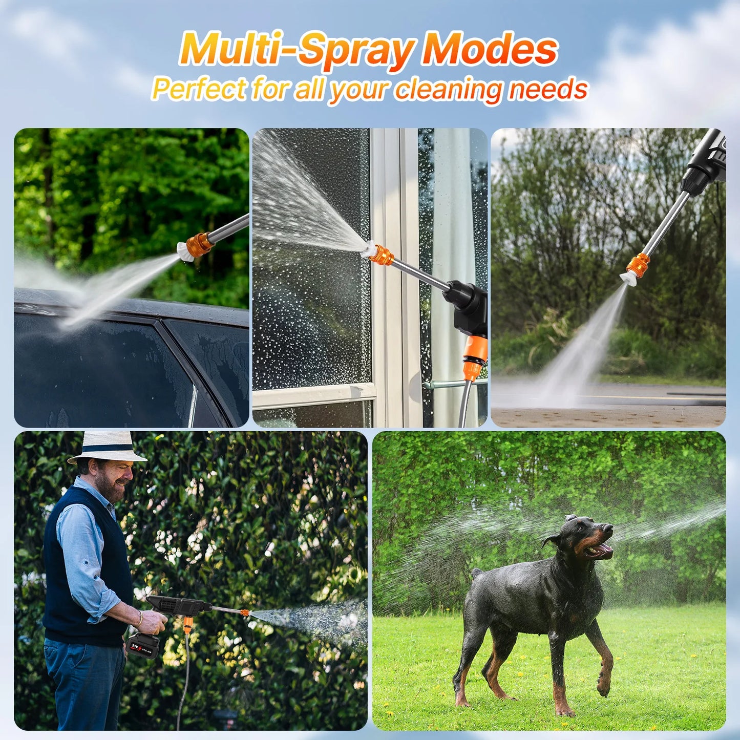 Cordless Pressure Washer 3In1 Nozzle Hign-concerned 435PSI