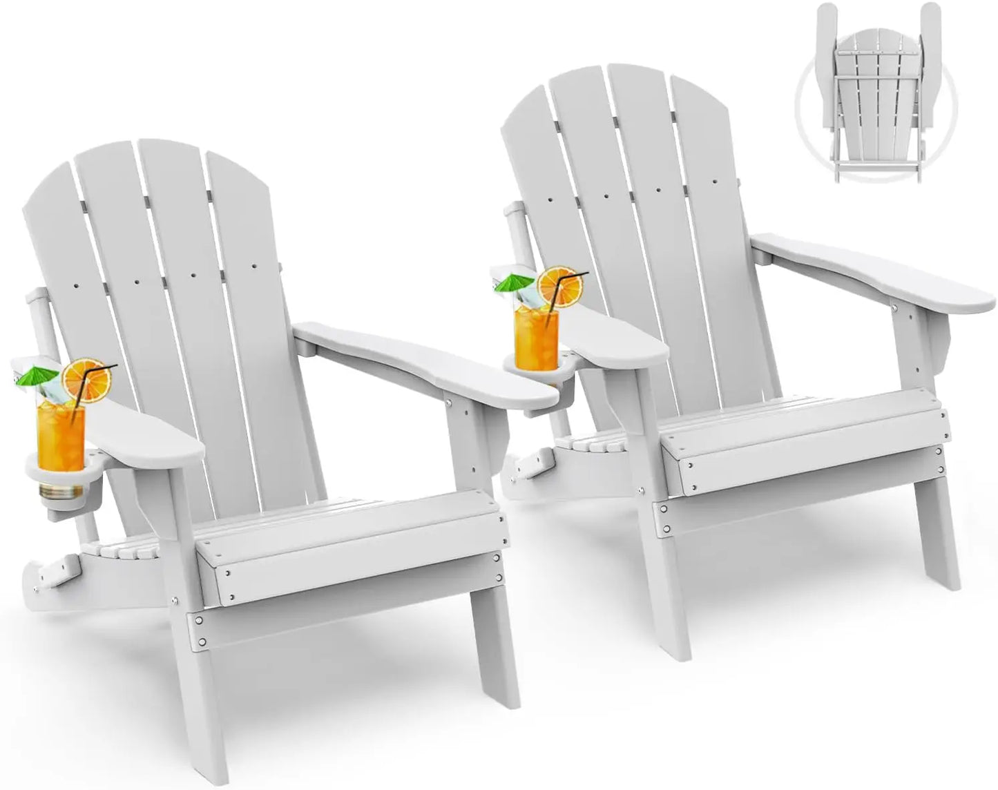 Angduo Folding Adirondack Chairs Set of 2 With Cup Holder