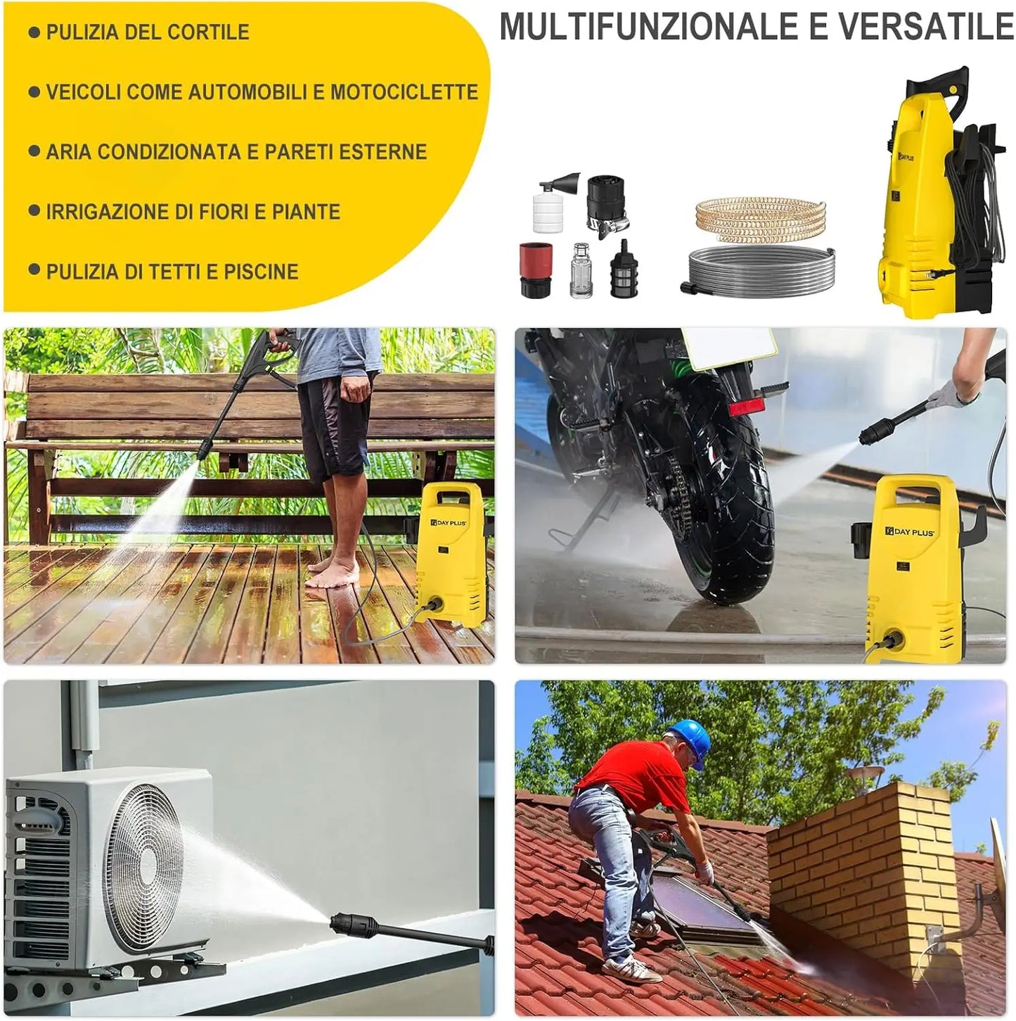 DayPlus Electric Pressure Washer 1600W 120Bar Garden Cars
