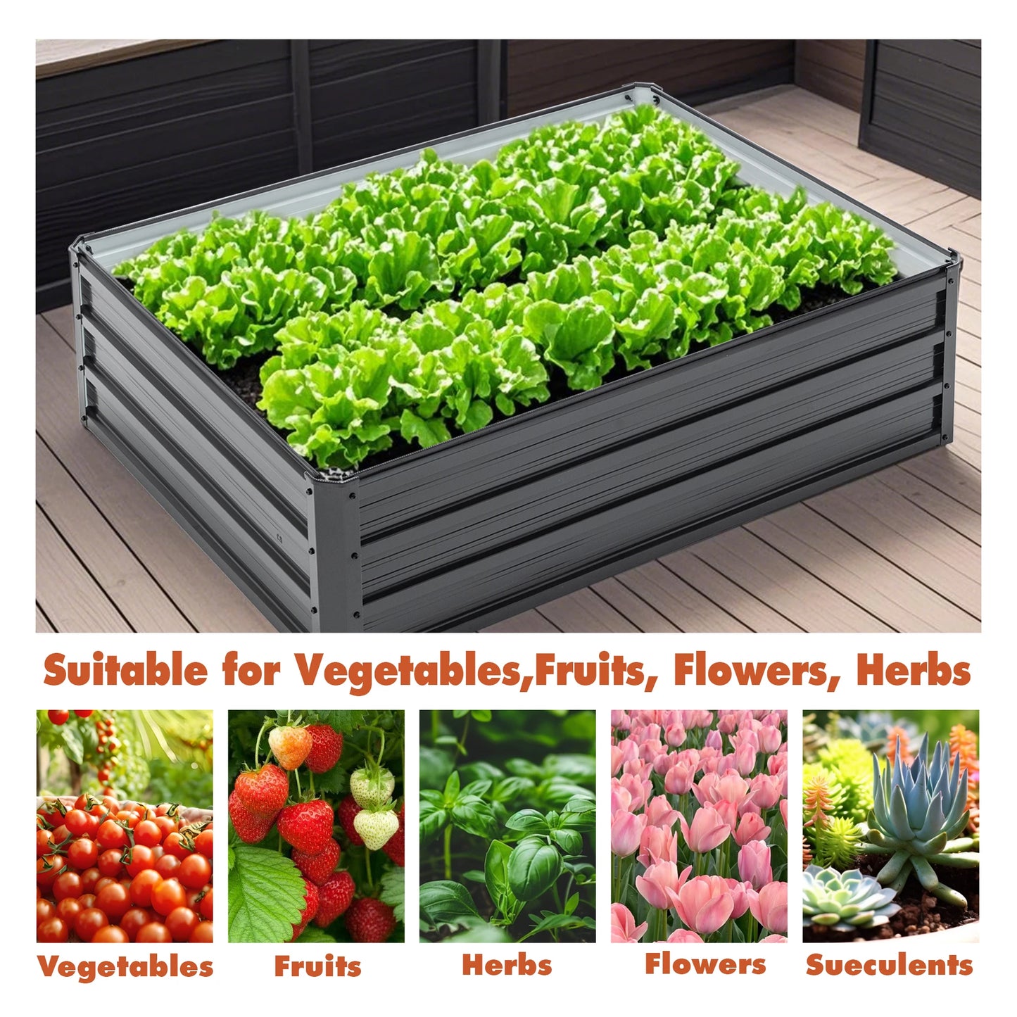 Hign-concerned Galvanized Raised Garden Bed 4x3x1ft Veggies