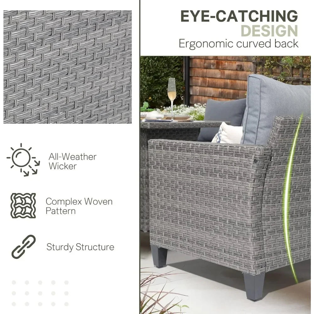 GUANGBAI Outdoor Patio Set 4 Piece Wicker With Lift