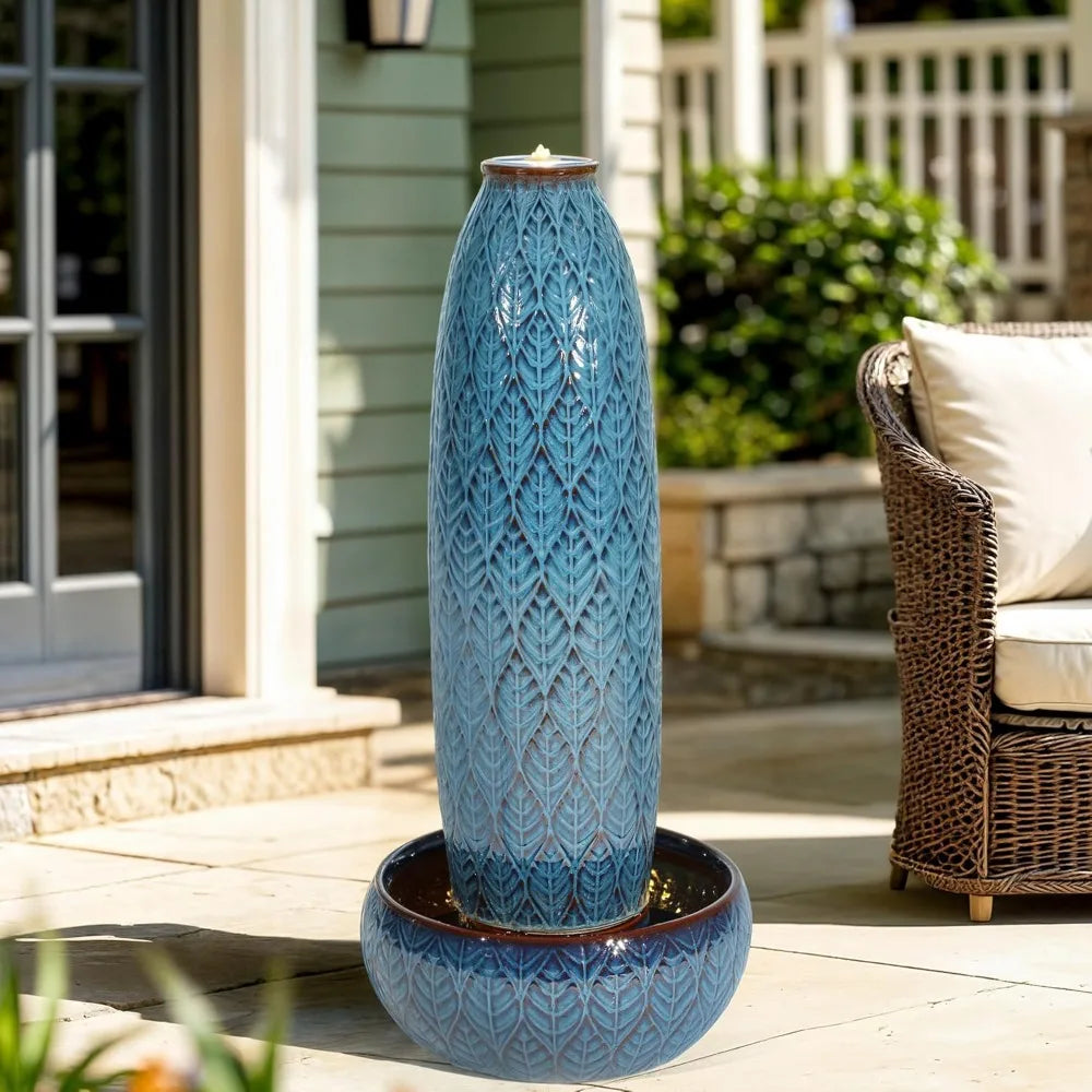 Autodaya 39in Outdoor Fountain With LED Lights Garden Oasis