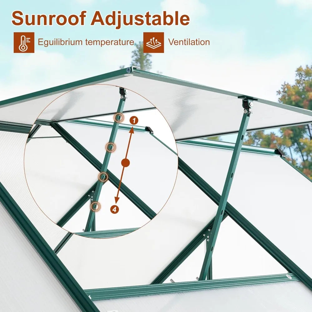 8Ft X 6Ft Quick Setup Greenhouse For Gardeners Roof Vents
