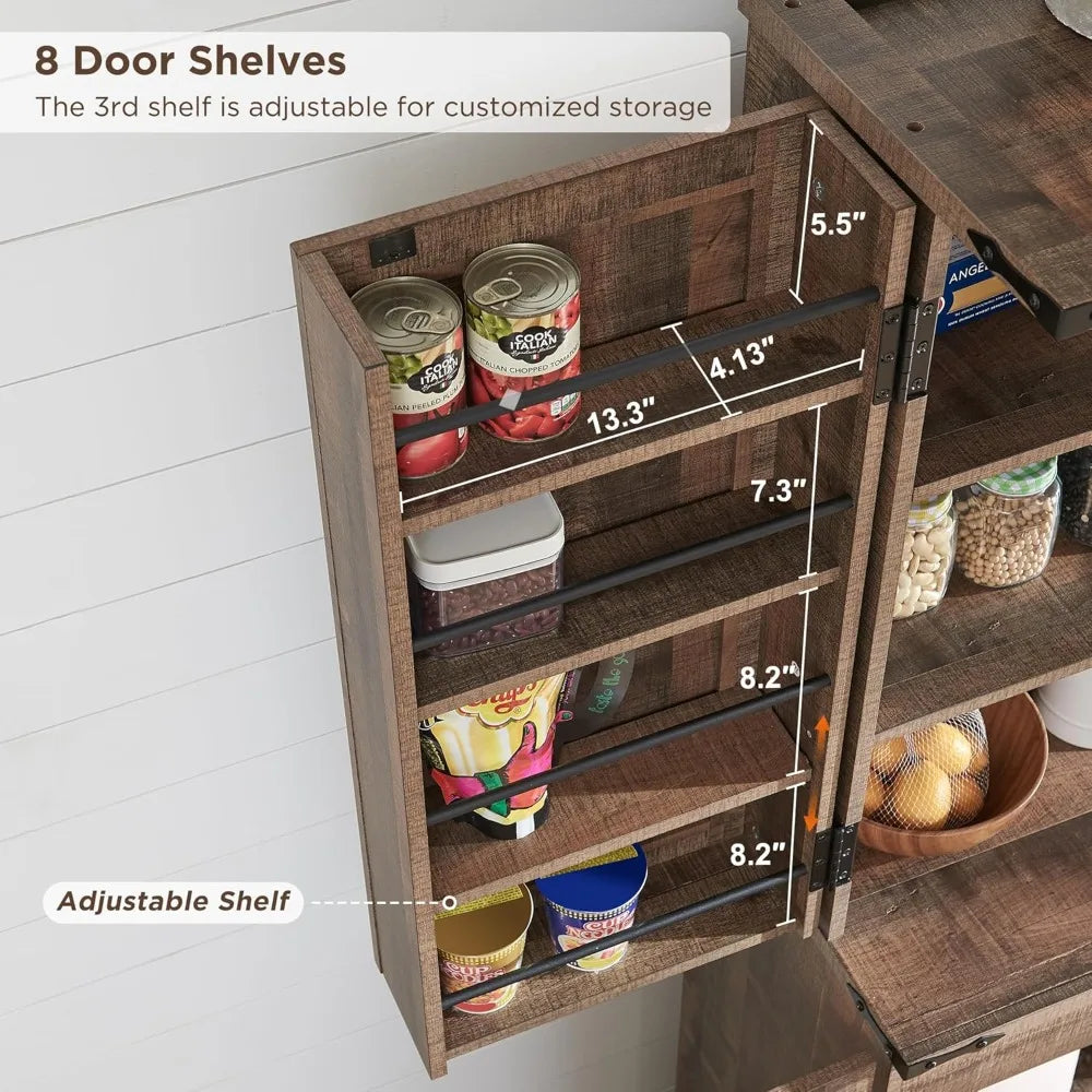 RBXCHign Rustic Farmhouse Pantry Cabinet Barn Doors