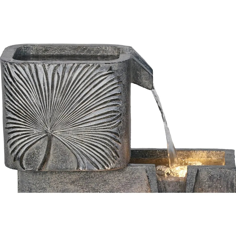HiLine Gift Outdoor 3 Tier Cascading Water Fountain LED