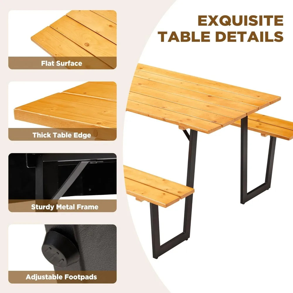 Guangbai Picnic Table Outdoor Bench Set Heavy Duty Garden