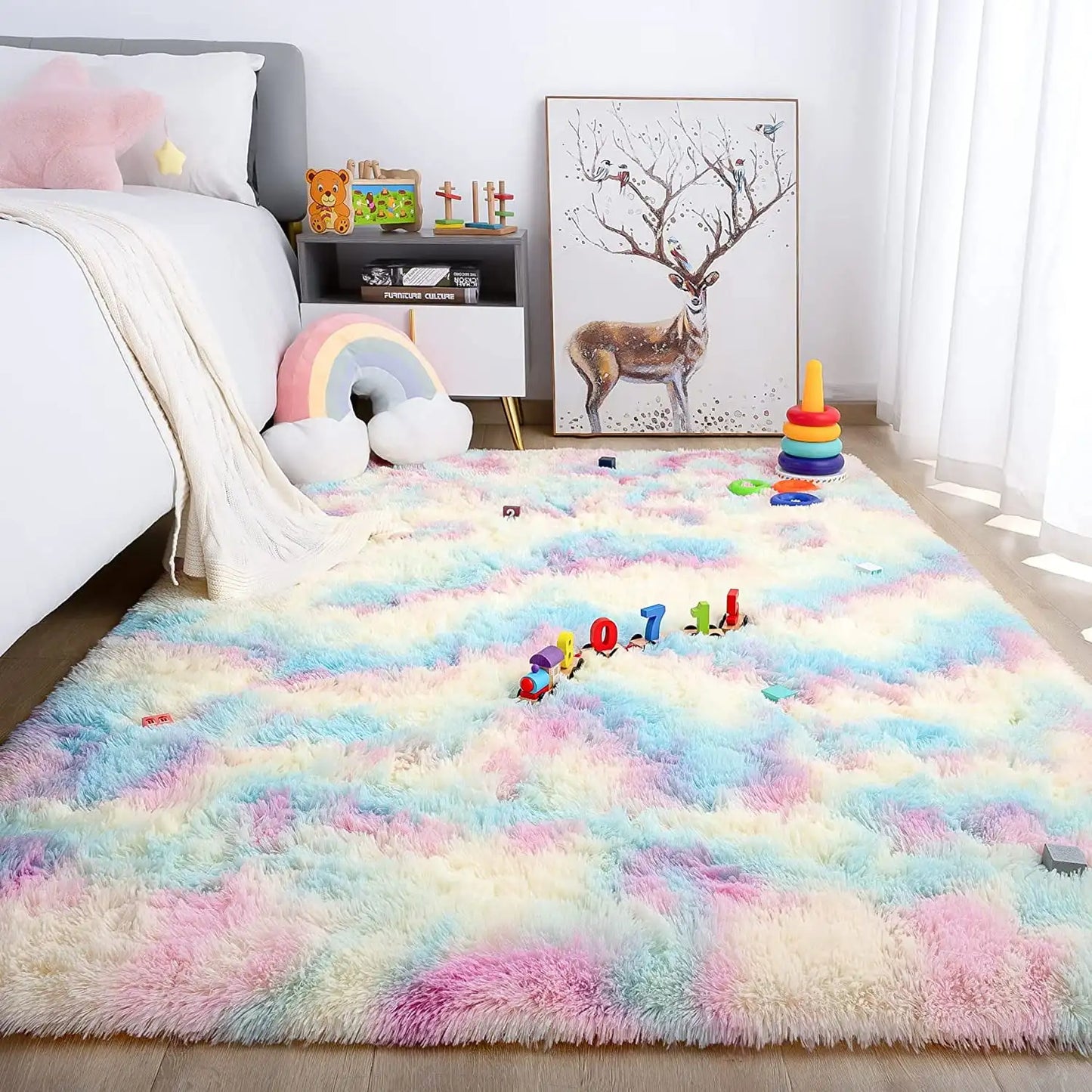 LOCHAS Tie Dye Plush Velvet Rug For Living Room Decor