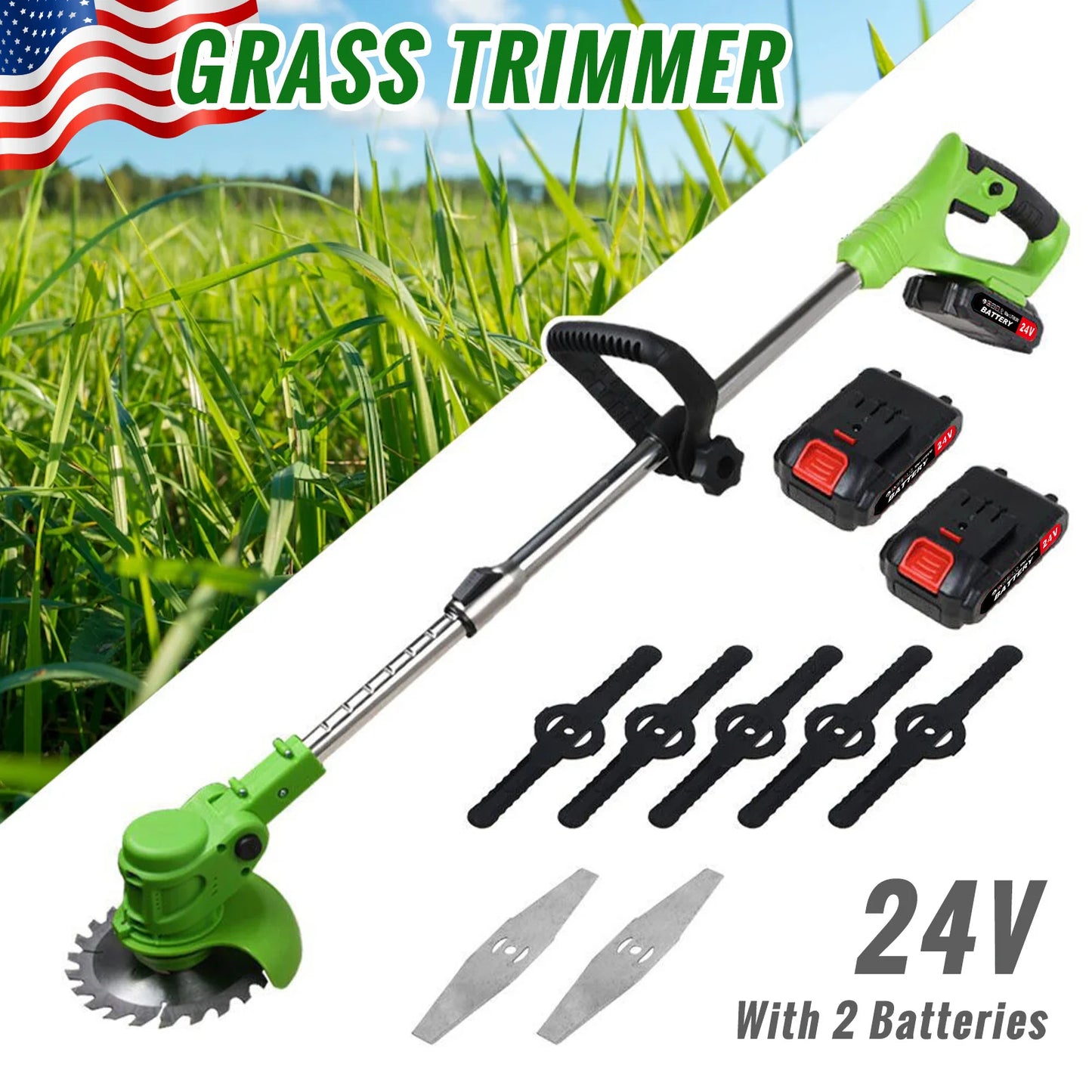 Cordless Weed Trimmer 2-In-1 Electric Brush Cutter For Yard