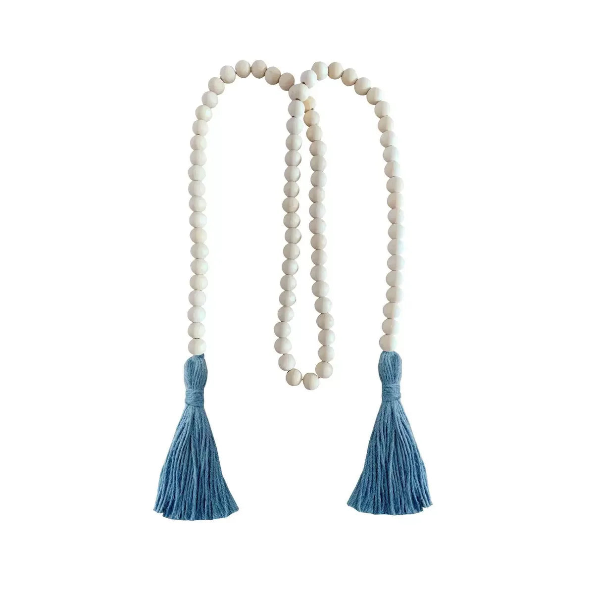 Nordic Farmhouse Decor Wood Bead Tassel Linen Rope Wall Art