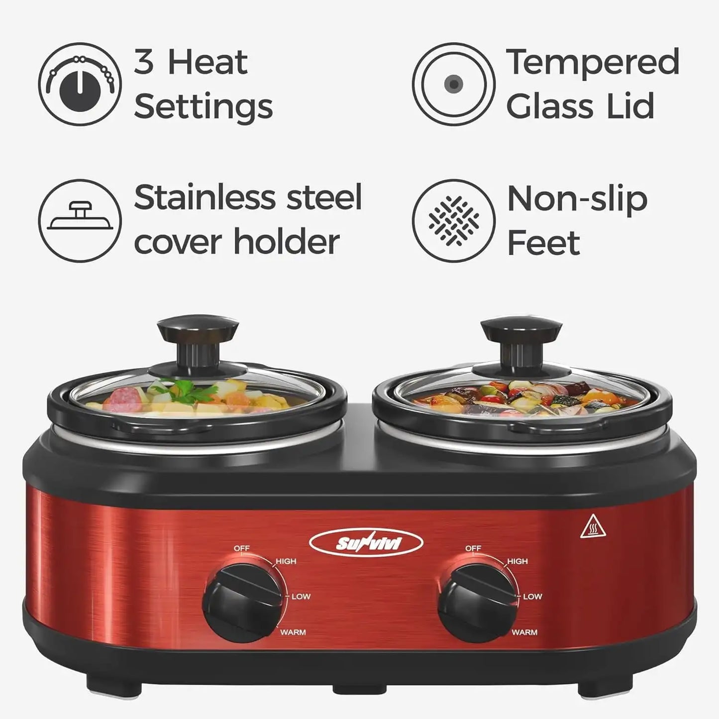 Iosn Dual Pot Slow Cooker With Adjustable Temp Home Use