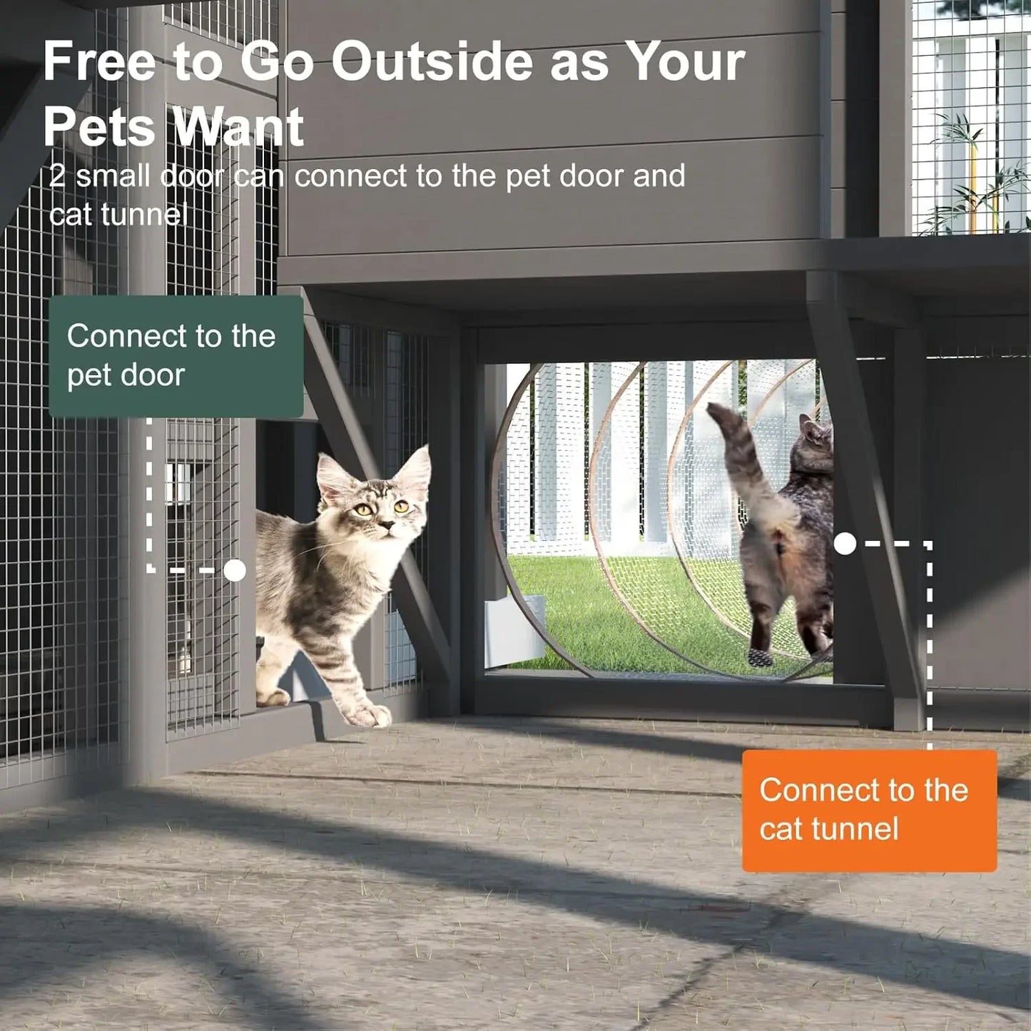 XMSJ Outdoor Catio Enclosure Large Walk In Cat Cage Roof