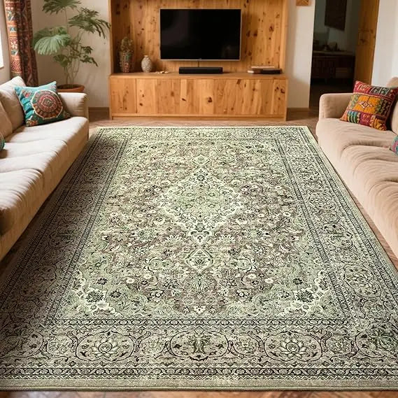 Color Sage Green 6x9 Washable Area Rug Non Slip Backing