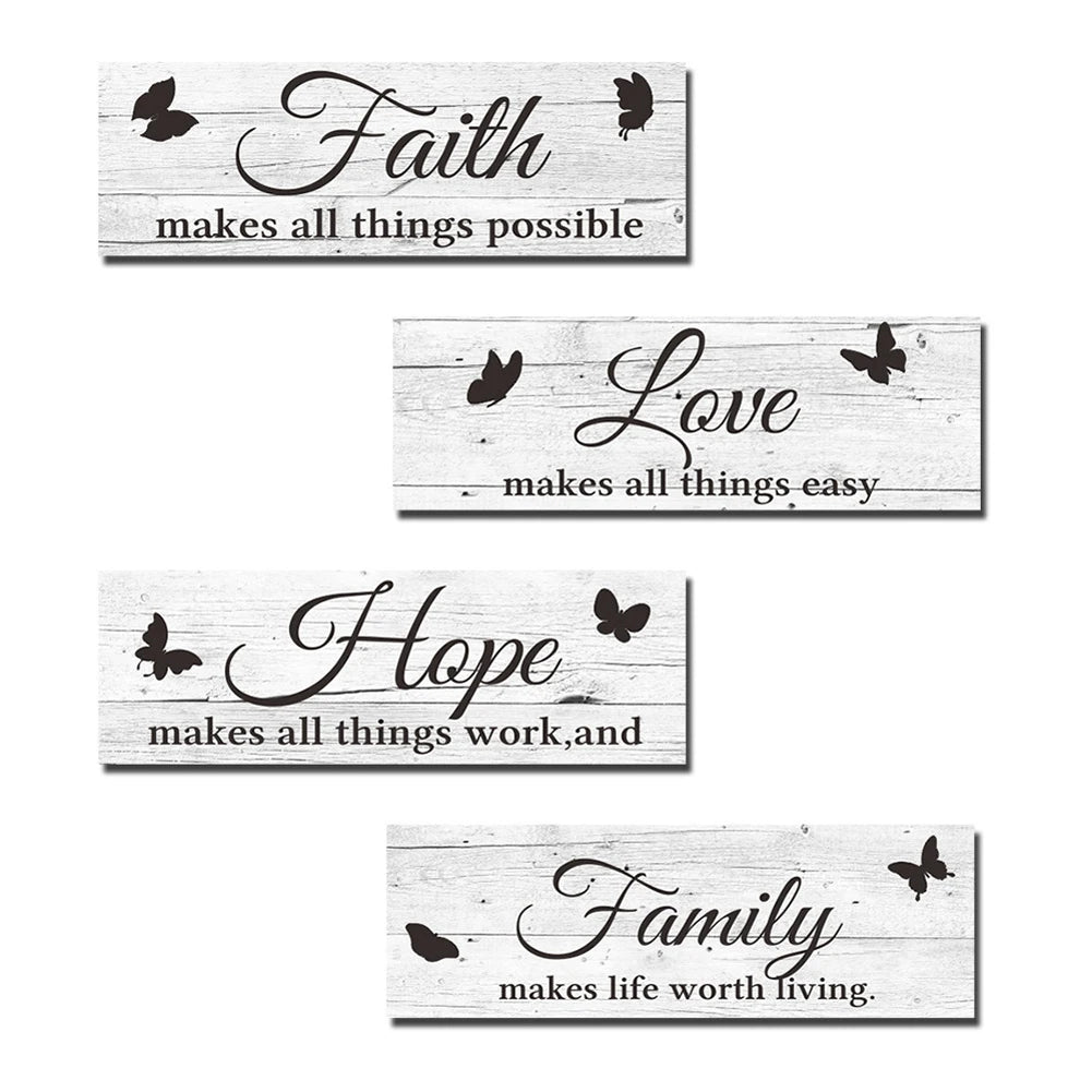 Hign-concerned Farmhouse Wooden Sign Family Love Faith Hope