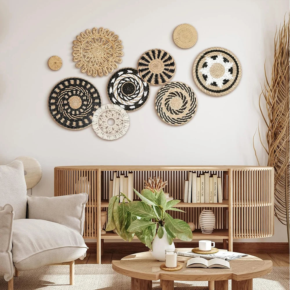 EliteHMX Boho Wall Basket Decor 11 Pcs Woven Baskets Home