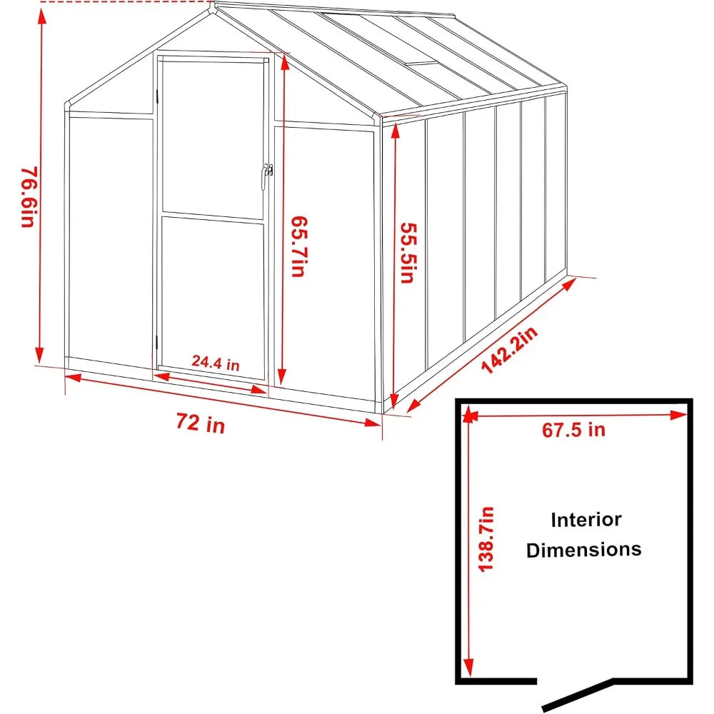 Backy Polycarbonate Aluminum Greenhouse With Vents