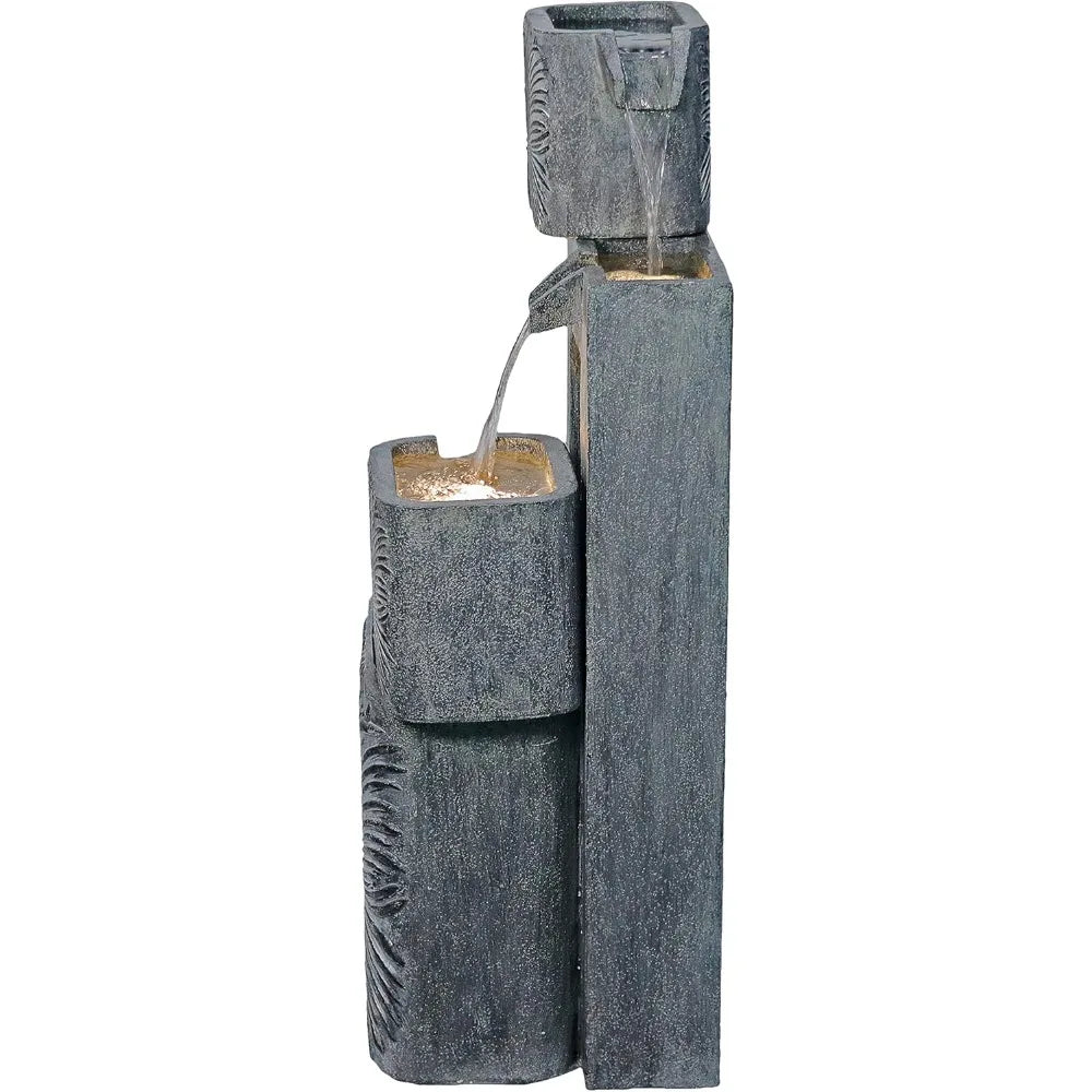 HiLine Gift Outdoor 3 Tier Cascading Water Fountain LED