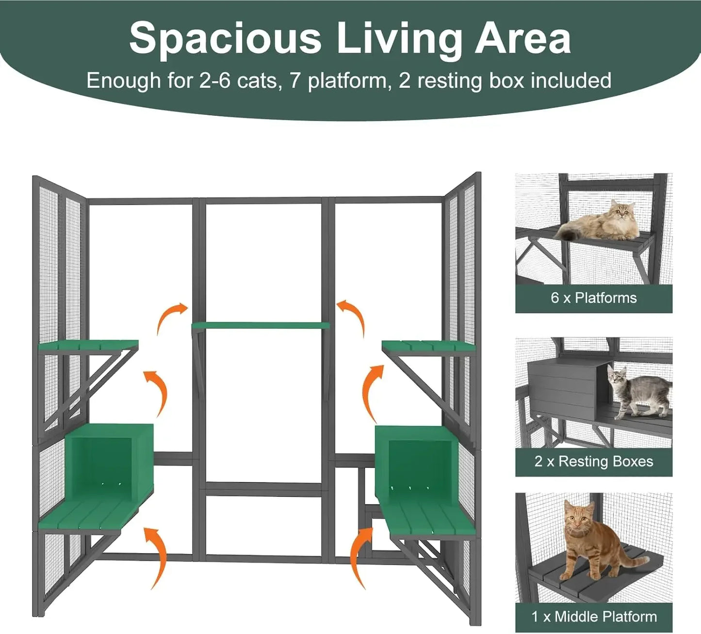 XMSJ Outdoor Catio Enclosure Large Walk In Cat Cage Roof
