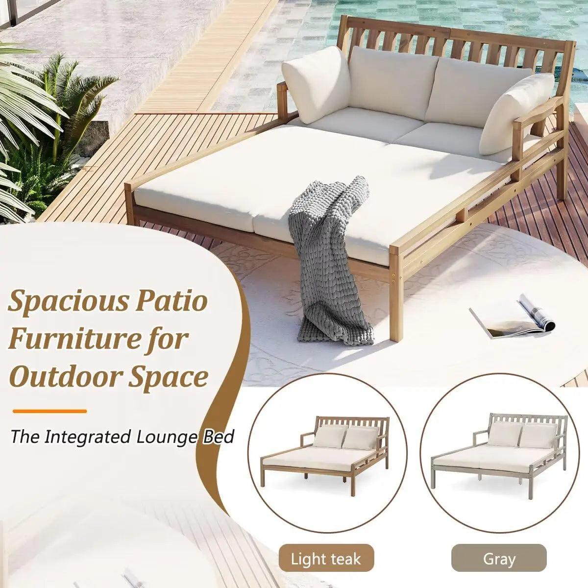 Filling Outdoor Daybed With Pillows Curved Armrests