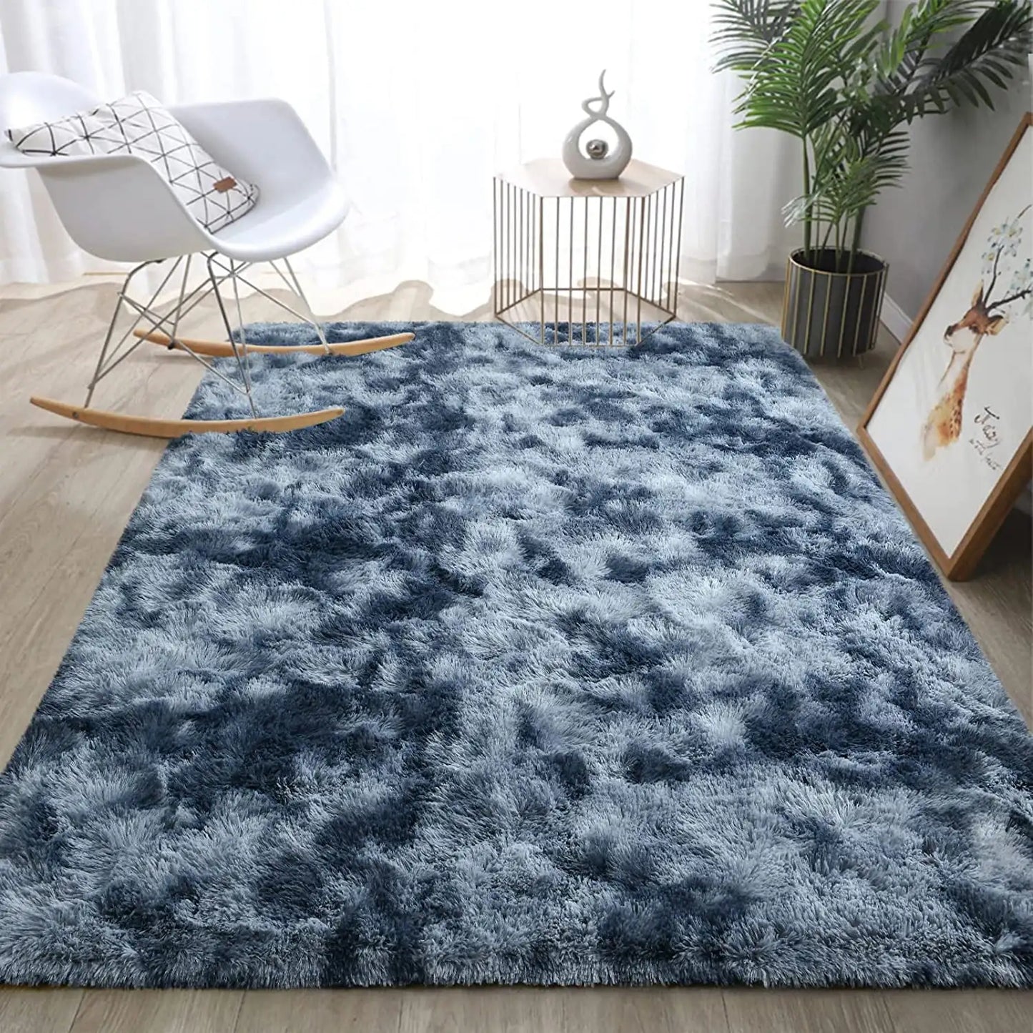 LOCHAS Tie Dye Plush Velvet Rug For Living Room Decor