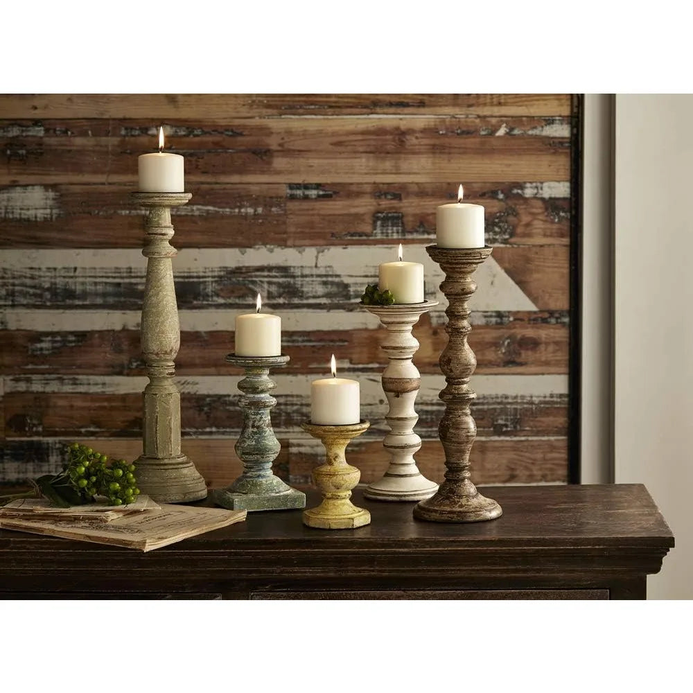 Canaan Wood And Iron Candle Holders Rustic Desk Decor
