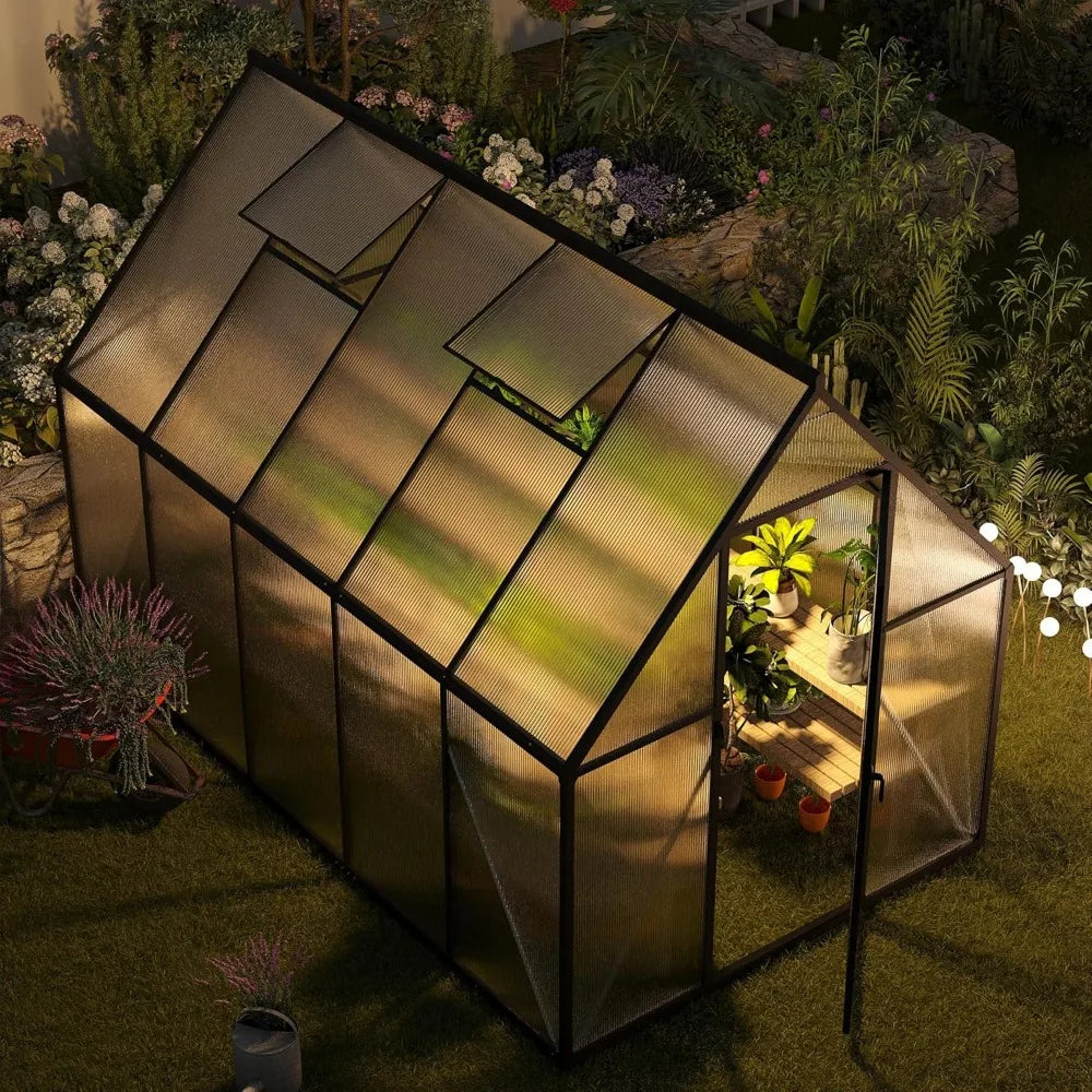 DUOFU Polycarbonate Greenhouse Walk In With Roof Vent