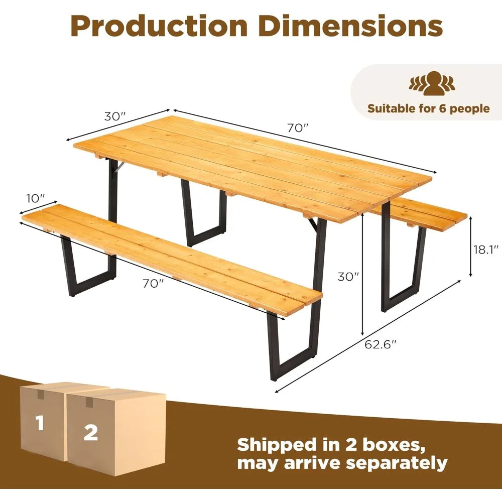 Guangbai Picnic Table Outdoor Bench Set Heavy Duty Garden