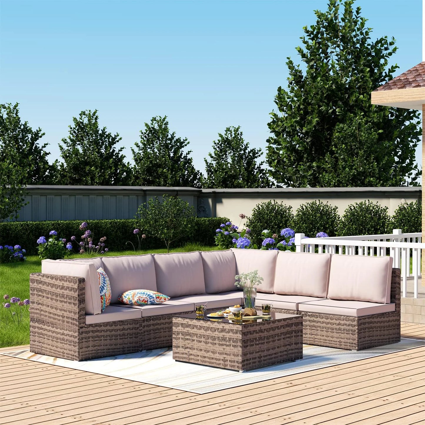 Naga Bahna Outdoor Patio Furniture 7 Piece Sectional Set