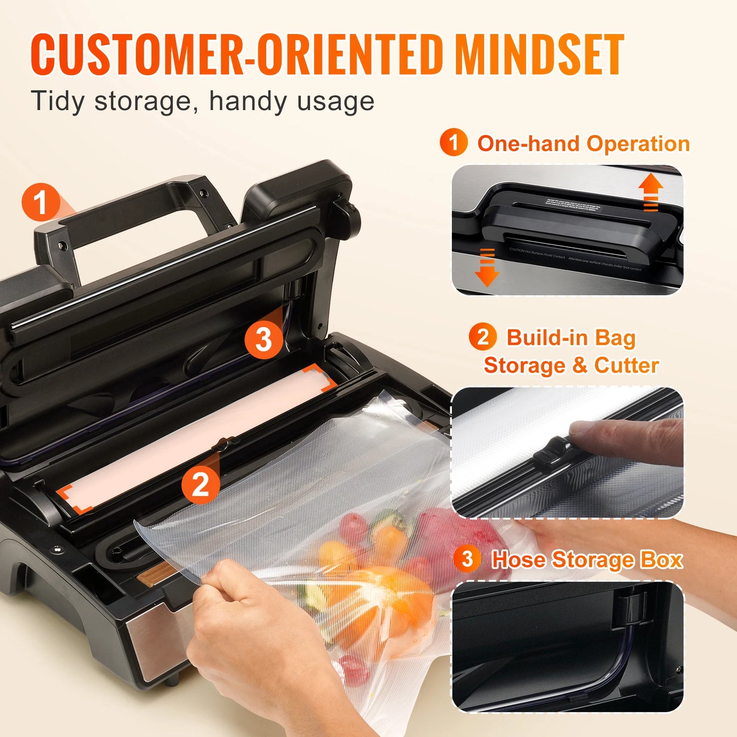 SucceBuy Vacuum Sealer 130W 90KPa Free Bags for Kitchen