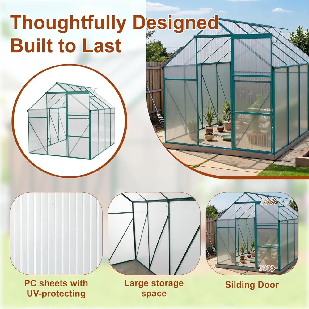 8Ft X 6Ft Quick Setup Greenhouse For Gardeners Roof Vents
